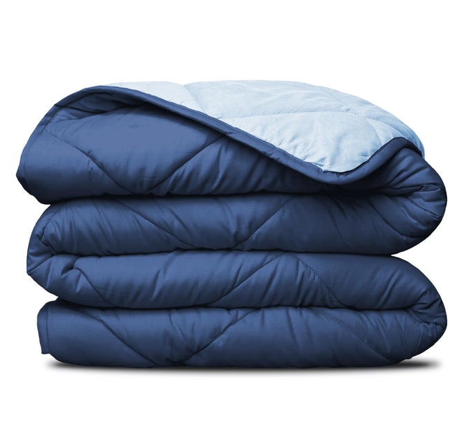 MICROFIBER ALL SEASONS DOWN ALTERNATIVE QUILTED COMFORTER COOLING BREATHABLE PREMIUM SOFT REVERSIBLE MICROFIBER DUVET BLANKET LIGHT BLUEDARK BLUE FULL
