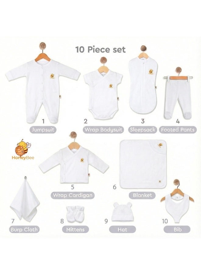 HoneyBee Newborn Essentials Set-100% Organic Cotton, 10-Pcs Baby Gift Set for Boys & Girls (0-3) - Made in Turkey - Image 2