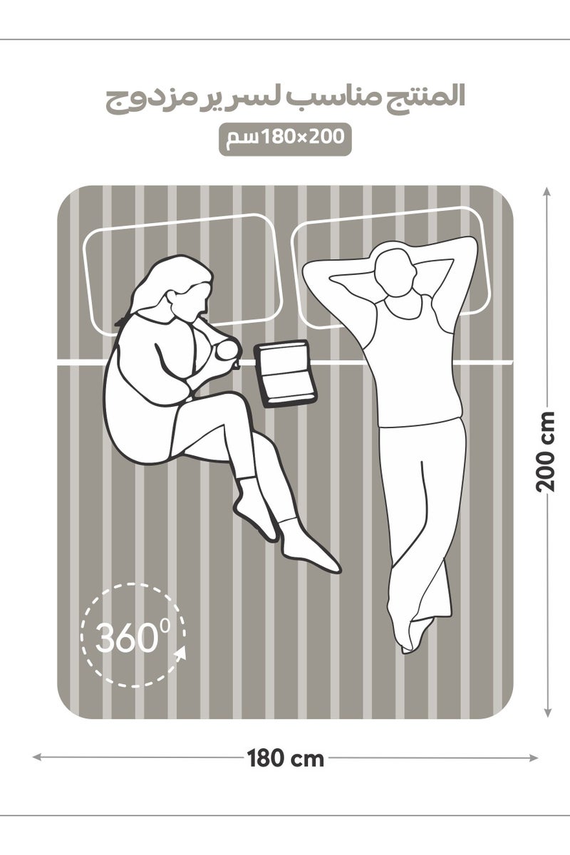 دوناتيلا طقم شرشف سرير مقلم 3 قطع مقاس مزدوج 180×200+ 35 سم, مايكروفايبر مقاوم للحساسية شرشف باطراف مطاط و2 غطاء وسادة - Image 3