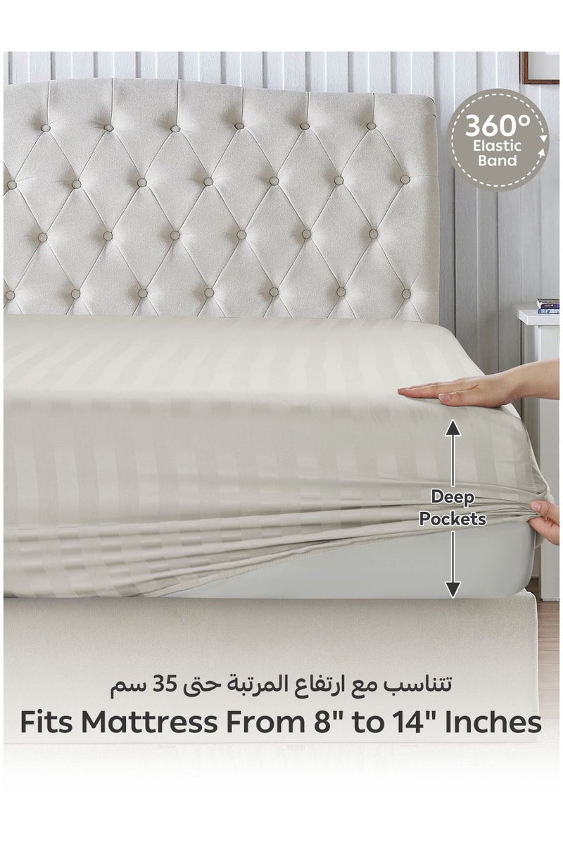 دوناتيلا طقم شرشف سرير مقلم 3 قطع مقاس مزدوج 180×200+ 35 سم, مايكروفايبر مقاوم للحساسية شرشف باطراف مطاط و2 غطاء وسادة - Image 5