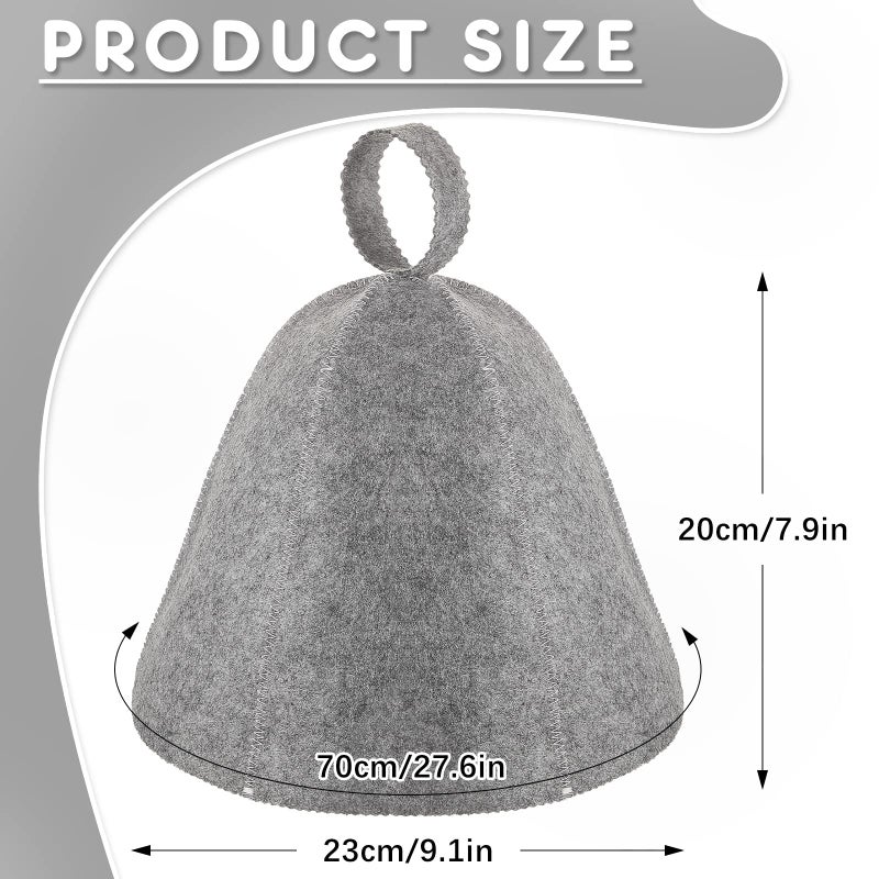 JaGely 2 Pcs Sauna Hat Vaporarium Hat Sauna Wool Hat Russian Banya Cap for Men Women Bath Accessories (Gray) - Image 2