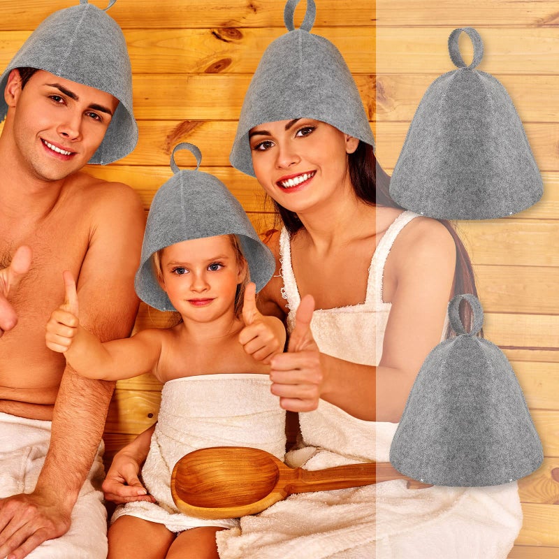 JaGely 2 Pcs Sauna Hat Vaporarium Hat Sauna Wool Hat Russian Banya Cap for Men Women Bath Accessories (Gray) - Image 5