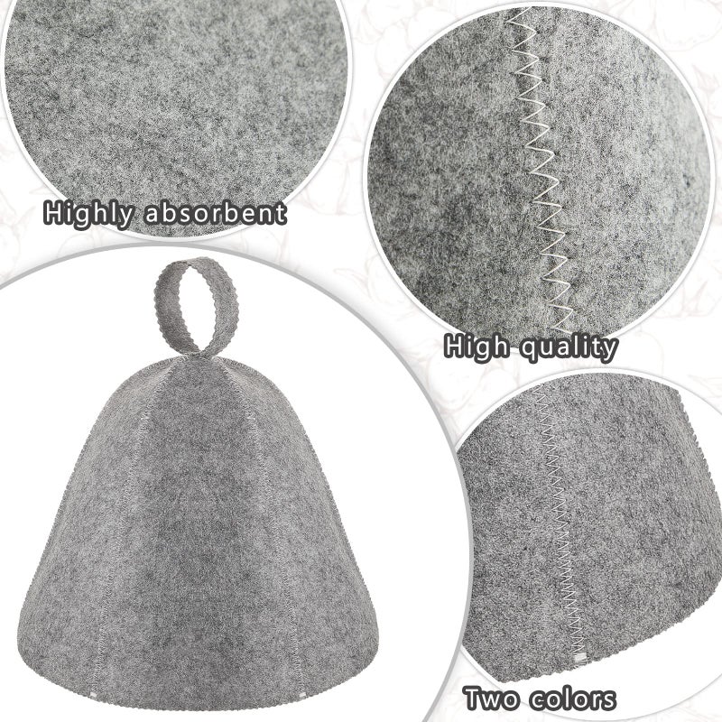 JaGely 2 Pcs Sauna Hat Vaporarium Hat Sauna Wool Hat Russian Banya Cap for Men Women Bath Accessories (Gray) - Image 3