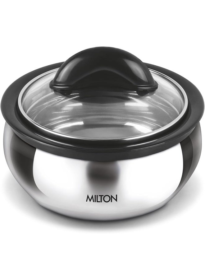 Milton Clarion Casserole With Glass Lid, 1.95 Litre, Silver | PU Insulated | Dot & Cold - Image 2