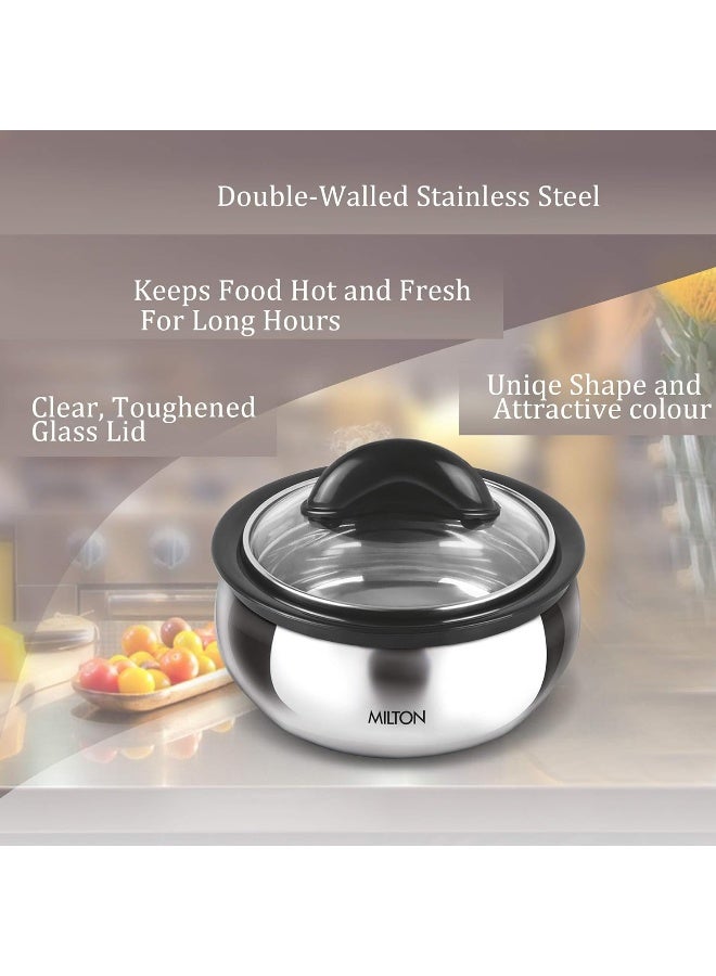 Milton Clarion Casserole With Glass Lid, 1.95 Litre, Silver | PU Insulated | Dot & Cold - Image 4