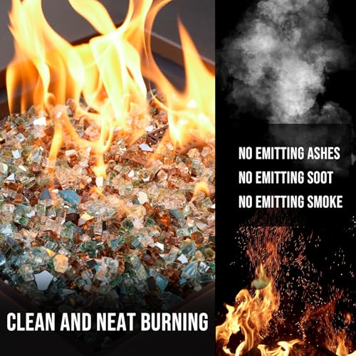 Skyflame 10-Pound Blended Fire Glass for Fire Pit Fireplace Landscaping - 1/4 Inch Reflective Tempered Fireglass Gold, Light Green, Copper - Image 3
