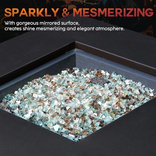Skyflame 10-Pound Blended Fire Glass for Fire Pit Fireplace Landscaping - 1/4 Inch Reflective Tempered Fireglass Gold, Light Green, Copper - Image 5