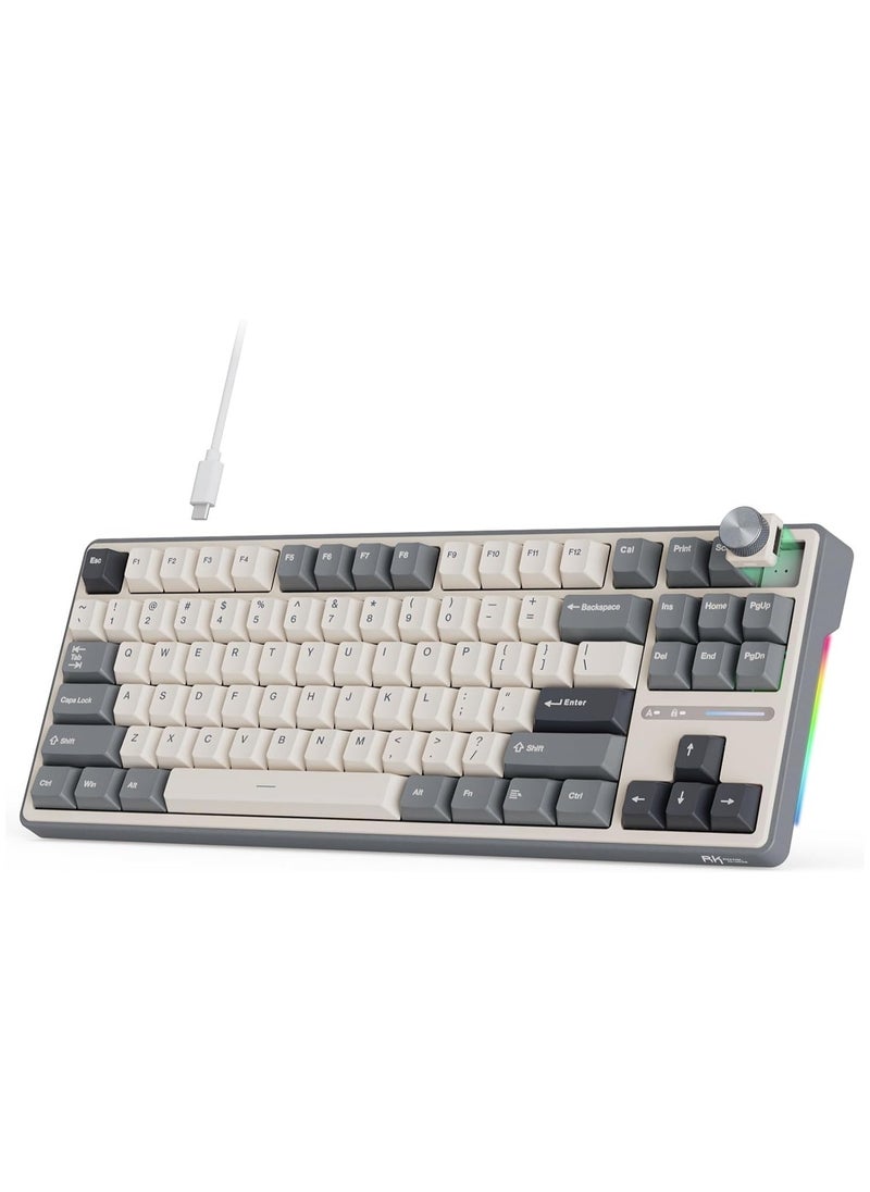 Royal Kludge RK Royal Kludge R87 Pro TKL Wired Mechanical Gaming Keyboard - 88 Keys, Gasket Mount, Hot Swappable Brown Switches, RGB Backlighting, Cherry Profile PBT Keycaps, Removable Metal Volume Knob, QMK/VIA Programming, USB Type-C, Compatible with Windows/macOS/Linux  - Image 1