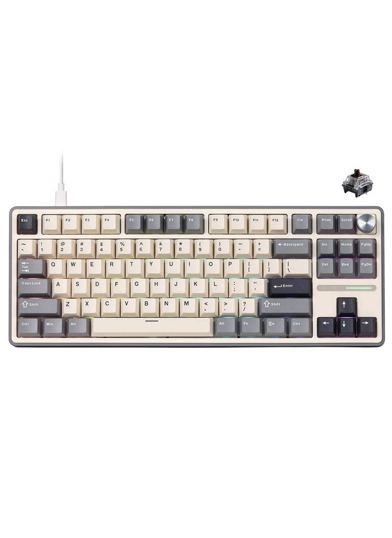 Royal Kludge RK Royal Kludge R87 Pro TKL Wired Mechanical Gaming Keyboard - 88 Keys, Gasket Mount, Hot Swappable Brown Switches, RGB Backlighting, Cherry Profile PBT Keycaps, Removable Metal Volume Knob, QMK/VIA Programming, USB Type-C, Compatible with Windows/macOS/Linux  - Image 2
