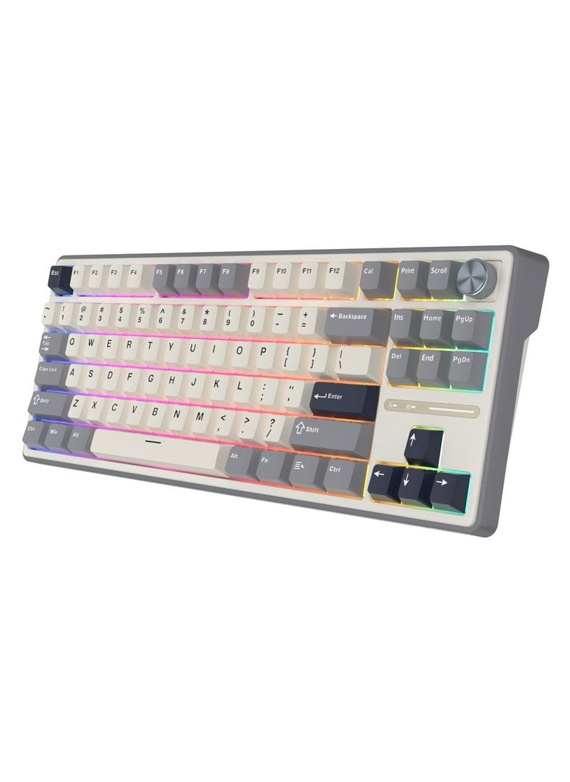 Royal Kludge RK Royal Kludge R87 Pro TKL Wired Mechanical Gaming Keyboard - 88 Keys, Gasket Mount, Hot Swappable Brown Switches, RGB Backlighting, Cherry Profile PBT Keycaps, Removable Metal Volume Knob, QMK/VIA Programming, USB Type-C, Compatible with Windows/macOS/Linux  - Image 4