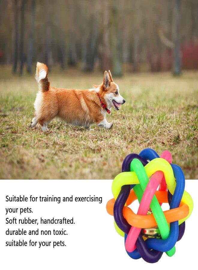 Zerodis 10Pcs Pet Wobbly Rubber Ball,Colorful Dog Rubber Woven Ball Built in Bell Pet Chew Teeth Grinding Interactive Toys for Indoor Cats and Dogs - Image 4