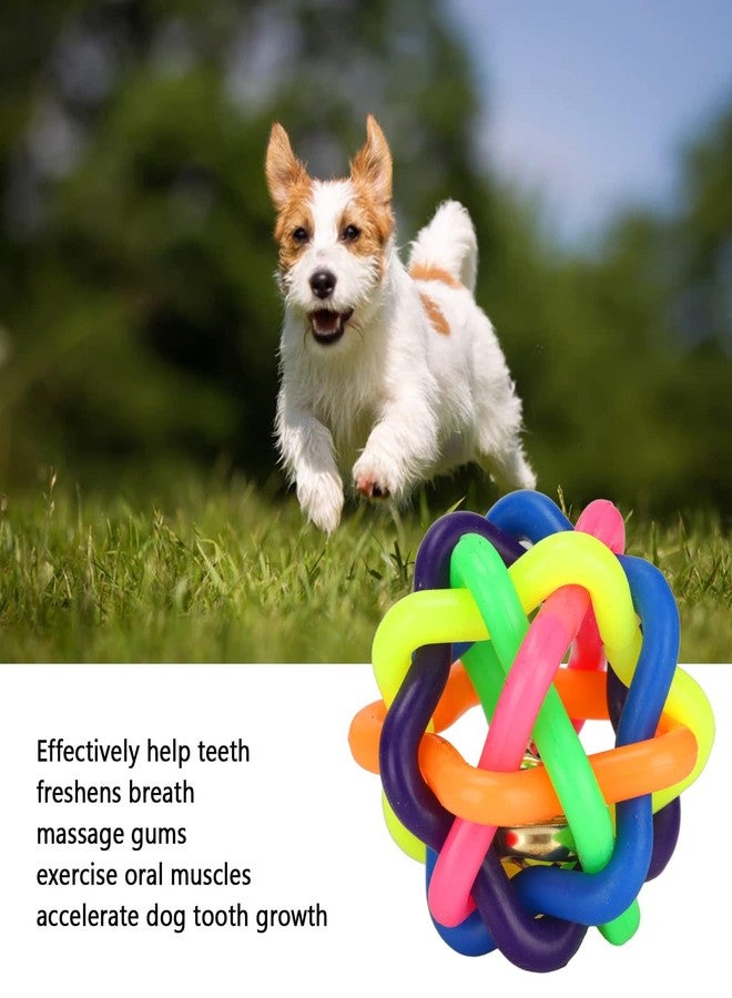 Zerodis 10Pcs Pet Wobbly Rubber Ball,Colorful Dog Rubber Woven Ball Built in Bell Pet Chew Teeth Grinding Interactive Toys for Indoor Cats and Dogs - Image 5