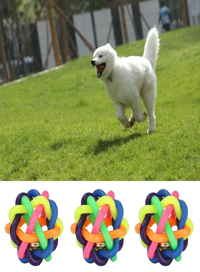 Zerodis 10Pcs Pet Wobbly Rubber Ball,Colorful Dog Rubber Woven Ball Built in Bell Pet Chew Teeth Grinding Interactive Toys for Indoor Cats and Dogs - Image 2