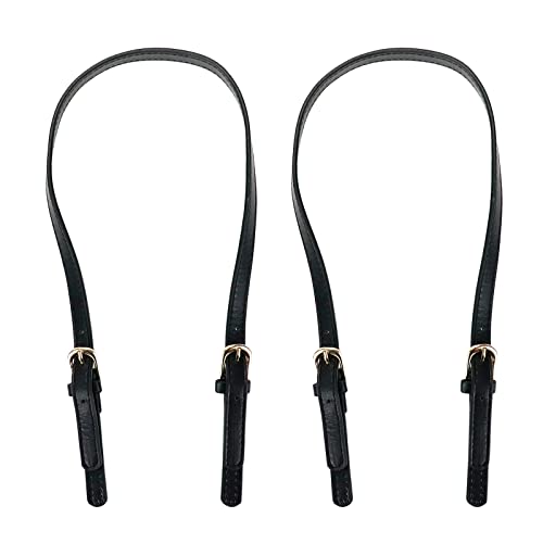Semetall 4pcs PU Leather Purse Straps, Black Handbag Handles Shoulder Straps Replacement with Adjustable Metal Buckle - Image 1