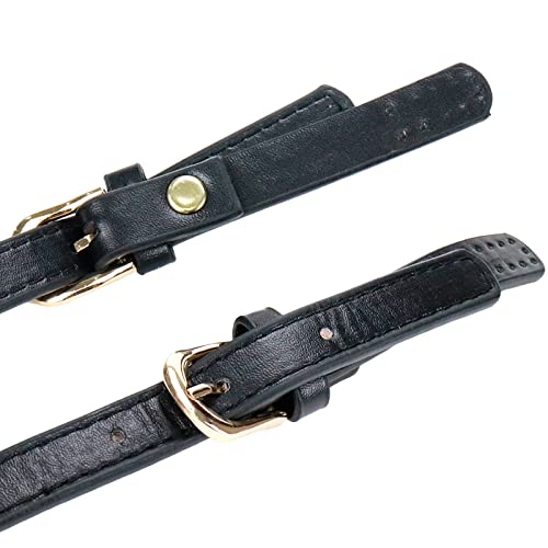 Semetall 4pcs PU Leather Purse Straps, Black Handbag Handles Shoulder Straps Replacement with Adjustable Metal Buckle - Image 3