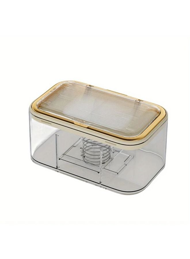 Gold Beige Wet Wipes Dispenser Box With Spring Plate Large Capacity Dustproof Bathroom Tissue Holder - Image 1