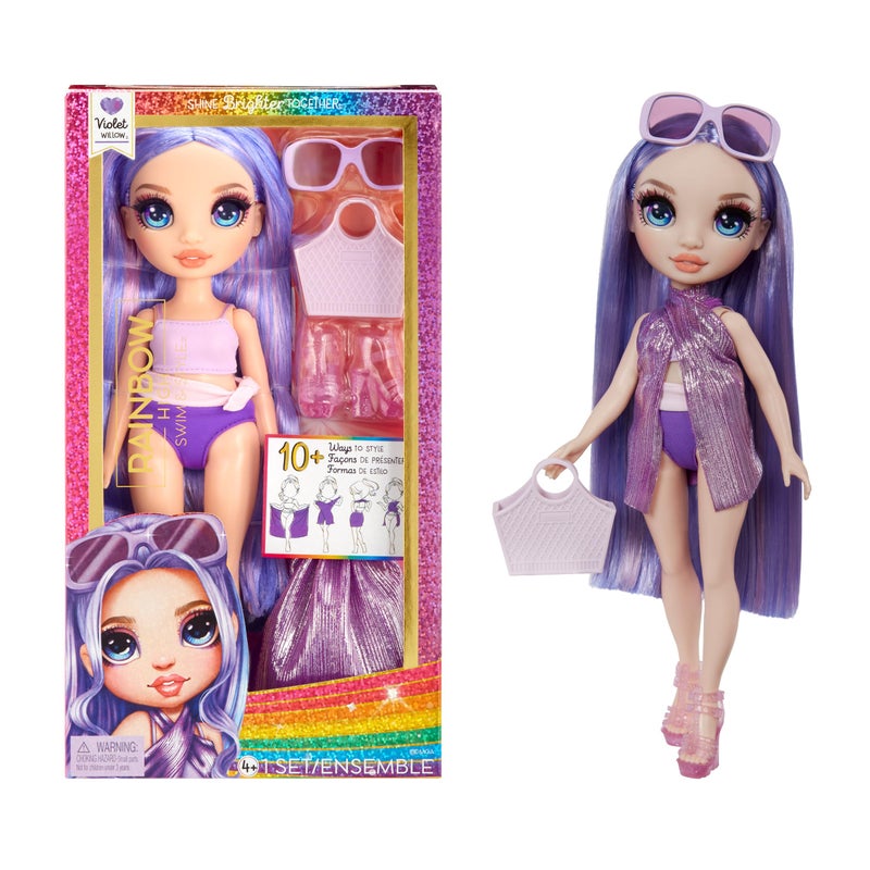 Rainbow High Swim Style Violet Purple 11 Fashion Doll with Shimmery Wrap to Style 10 Ways Removable Swimsuit Sandals Fun Play Accessories Great Toy Gift for Girls Kids Ages 412 Years - Image 2