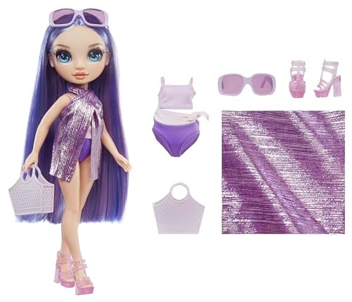 Rainbow High Swim Style Violet Purple 11 Fashion Doll with Shimmery Wrap to Style 10 Ways Removable Swimsuit Sandals Fun Play Accessories Great Toy Gift for Girls Kids Ages 412 Years - Image 3