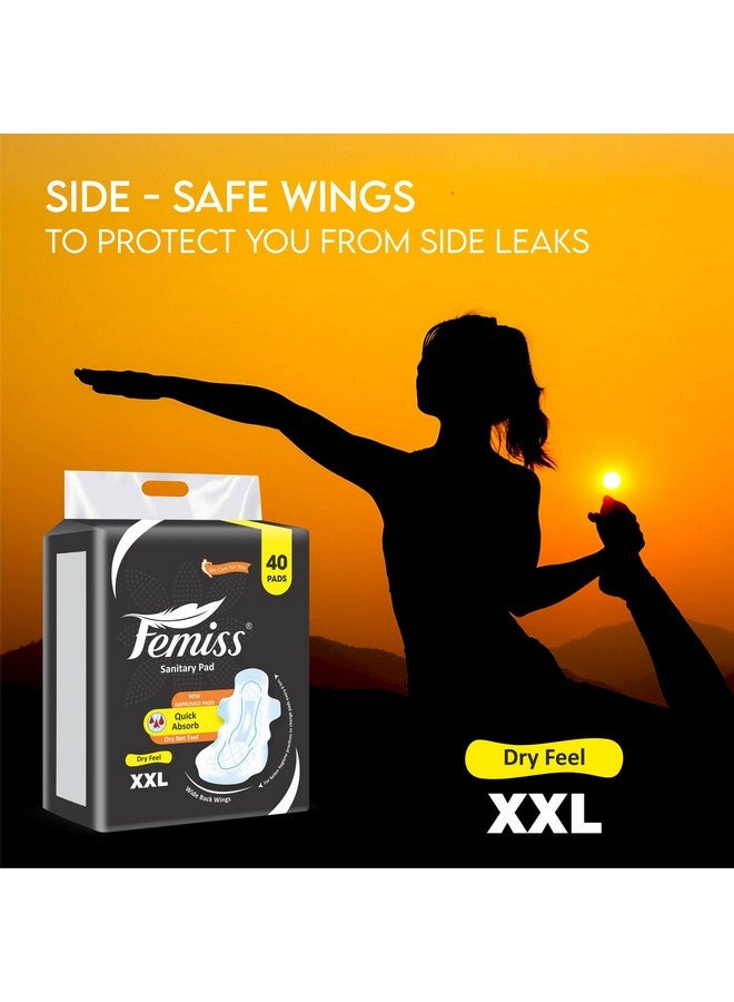 Femiss Soft & Rash Free Sanitary Pads for Women and Girls|Quick Absorption|Heavy Flow Champion|Leakage-Proof|Skin Friendly Trifold pads(XXL-Size, 290 MM, 40 PCS, Pack of 1) - Image 3