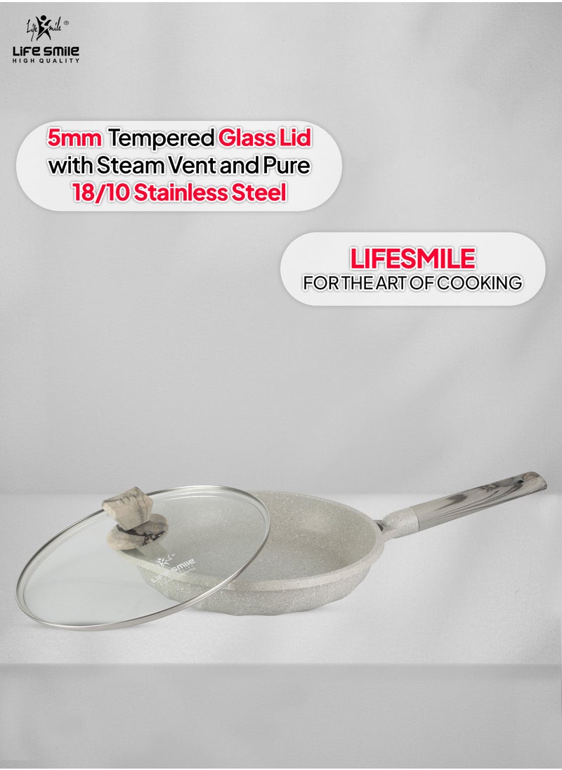 Life Smile 22CM Frying Pan With Lid - 5 Layer Granite Coating with Multiple Hob Compatibility  Heat-Resistant Handle - Induction bottom  - Image 5