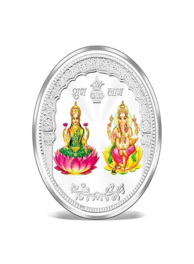 Silviya BIS Hallmarked Lakshmi Ganesh Colored 999 Pure Silver Coin (20 Gram) Round Shape: Hindu Gods of Wealth & Prosperity - Diwali Gift - Ganesh Chaturthi Puja - Image 2