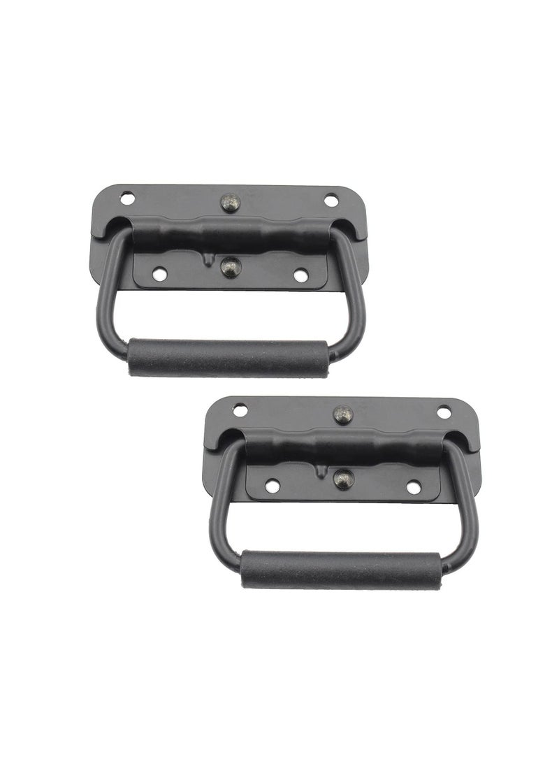 Generic - Spring Loaded Pull Handles, Surface Mount Chest Handle with Rubber Grip Handmade Chest Trunk Lifter Handle Pull Heavy Duty Hardware for Chests Trunks Crates Storage Boxes Thickened 2mm (2 Pack) - Image 1