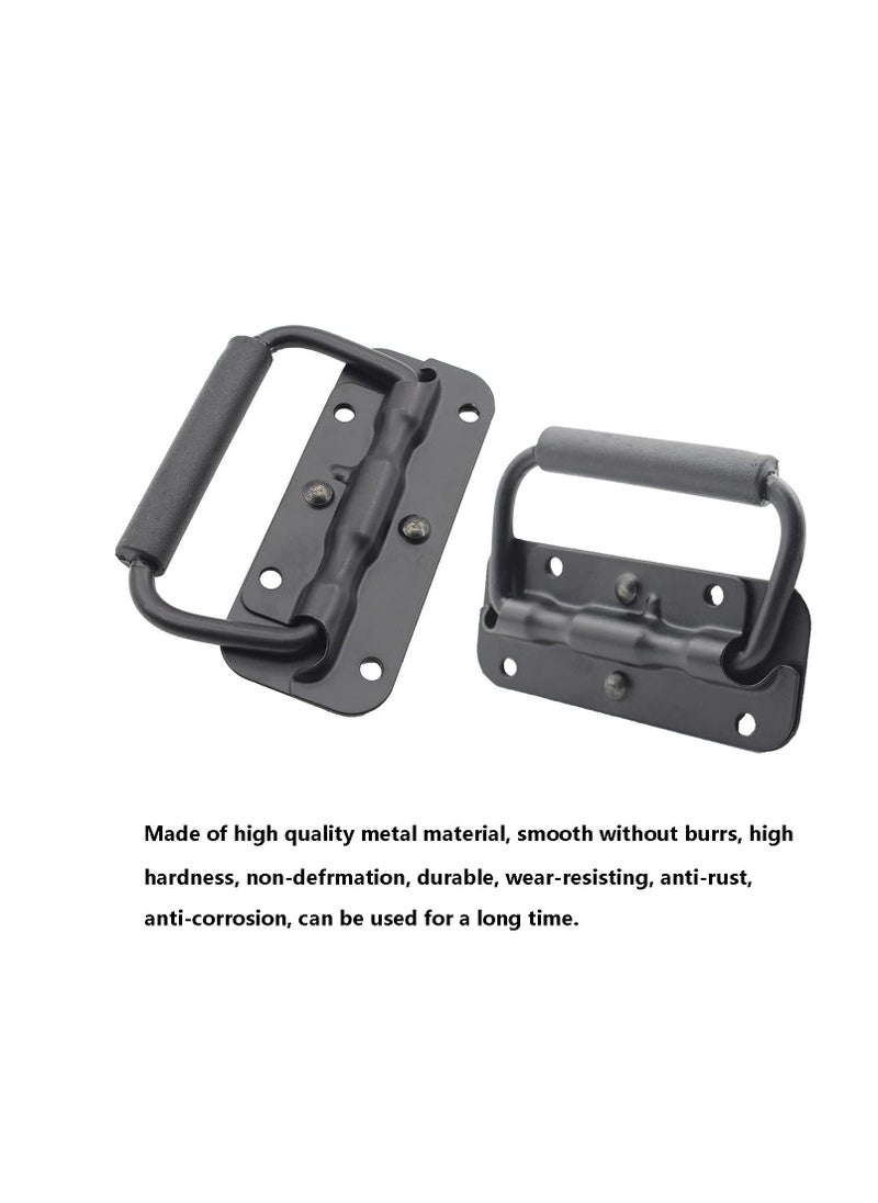 Generic - Spring Loaded Pull Handles, Surface Mount Chest Handle with Rubber Grip Handmade Chest Trunk Lifter Handle Pull Heavy Duty Hardware for Chests Trunks Crates Storage Boxes Thickened 2mm (2 Pack) - Image 1