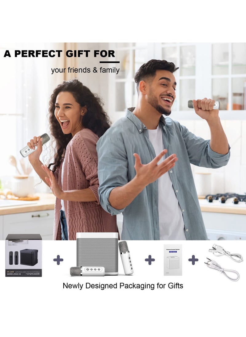 ماركة غير محددة - جهاز كاريوكي محمول بنظام مكبر صوت بلوتوث PA مع 2 ميكروفونات لاسلكية UHF، يدعم مدخل TF/USB، AUX - Image 1
