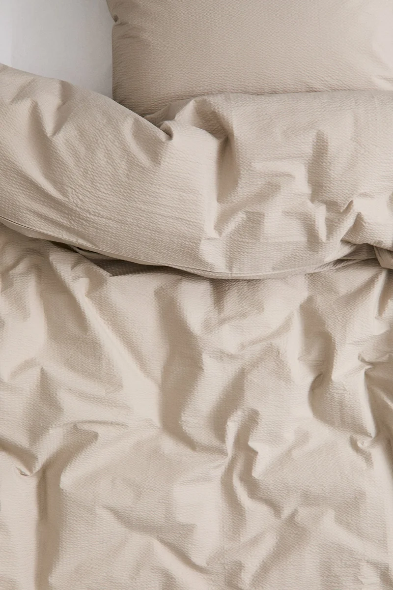 اتش اند ام طقم غطاء لحاف فردي من قماش مرن ومجعد