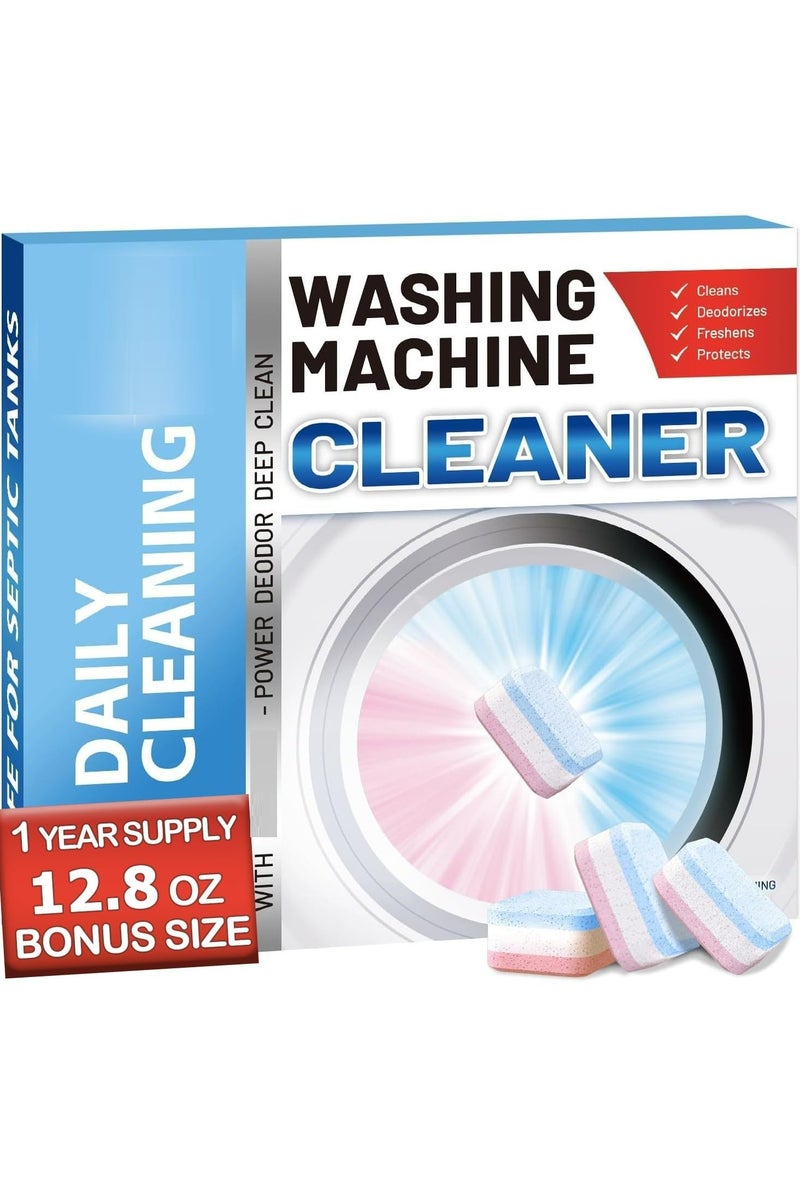 CMGTYYD. أقراص تنظيف الغسالة - مزيل الترسبات الكلسية ومزيل الروائح القوية للغسالات الأمامية والعلوية والغسالات عالية الكفاءة - تنظيف عميق للأسطوانة ومانع التسرب والمرشحات - صديقة للبيئة، كمية تكفي لمدة عام (عبوة من 24 قطعة) - Image 1