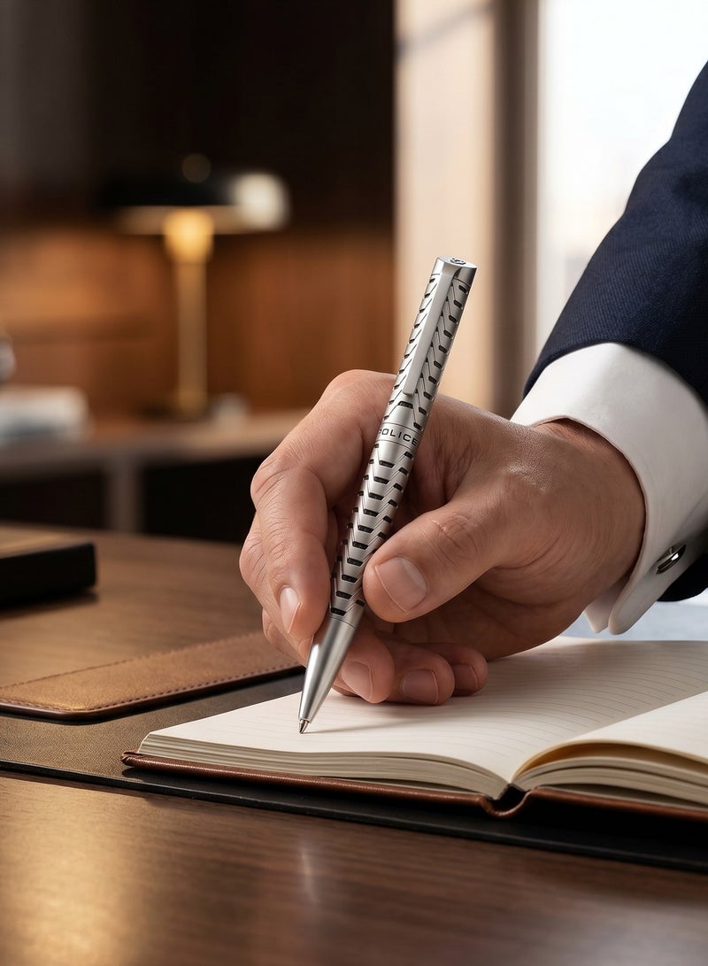 POLICE Futura Silver and Black Stainless Steel Pen - Image 4
