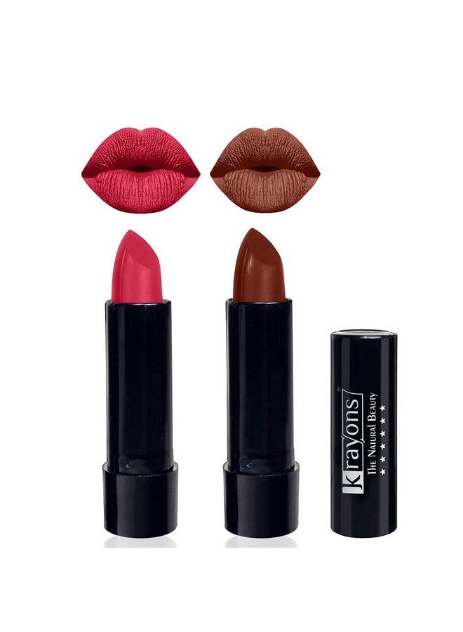 كرايونز أحمر شفاه كرايون كيوت بوب غير لامع، مقاوم للماء، يدوم طويلاً، فيرست كراش، شوكولاتة موكا، 3.5 جرام لكل منهما (عبوة من قطعتين) - Image 1