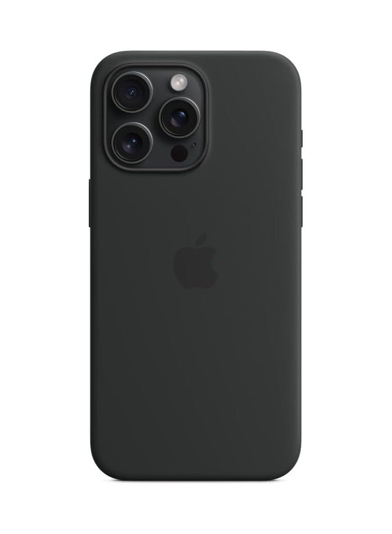 Generic Silicon Case Cover For Apple iPhone 15 Pro Max Silicone Back Case with MagSafe - Black