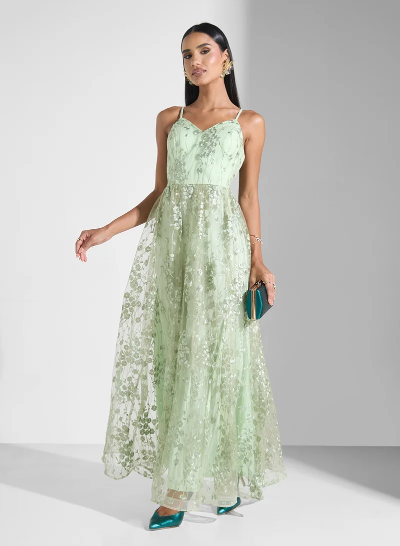 Ginger Boutique Floral Tulle Gown Dress