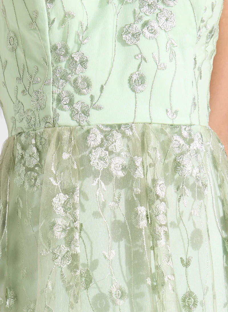 Ginger Boutique Floral Tulle Gown Dress
