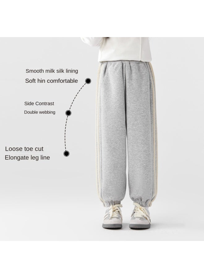 Zuoxi Girls' Sports Pants Spring/autumn Long Pants Children's Spring Outfits 2025 New Collection Sweatpants For Big Kids Contrast Color Casual Pants With Elastic Cuffs - Image 3