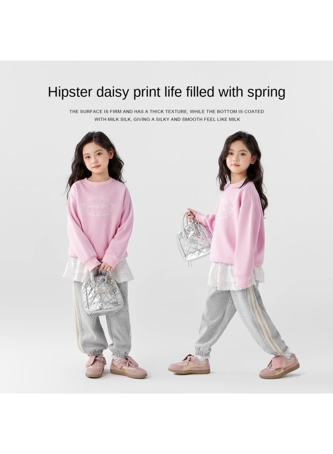 Zuoxi Girls' Sports Pants Spring/autumn Long Pants Children's Spring Outfits 2025 New Collection Sweatpants For Big Kids Contrast Color Casual Pants With Elastic Cuffs - Image 5