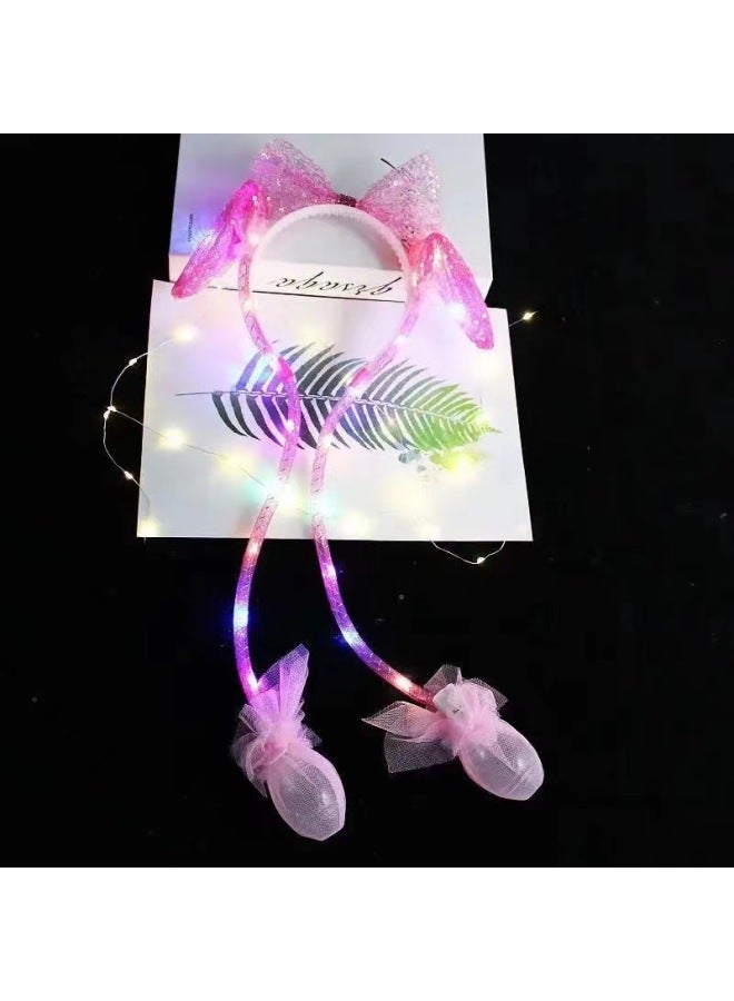 Net Red Luminous Rabbit Ears Pinch Will Move The Ears Tremble With Luminous Rabbit Ears Head Hoop Sequin Ears-Color:Sequins Will Move Rabbit Ears ]  - Image 1