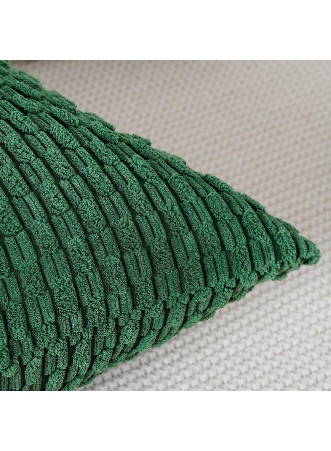 MADIZZ Pack of 2 Boho Striped Corduroy Throw Pillow Covers 22x22 Inch Green Soft Decorative Cushion Cover for Bedroom Sofa Pillow Shell - Image 3