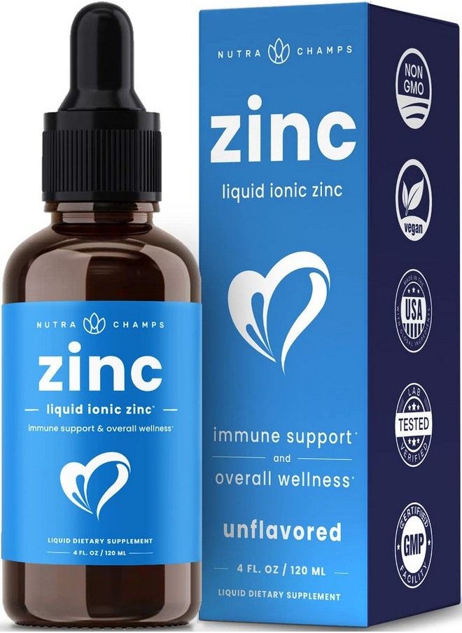 NutraChamps - Liquid Zinc For Kids & Adults ; Vegan Pure Ionic Zinc Drops Enhanced With Vitamin C ; Elemental Zinc Supplements For Immune Support ; Sugarfree Zinc Liquid 4 Oz - Image 1