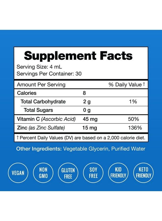 NutraChamps - Liquid Zinc For Kids & Adults ; Vegan Pure Ionic Zinc Drops Enhanced With Vitamin C ; Elemental Zinc Supplements For Immune Support ; Sugarfree Zinc Liquid 4 Oz - Image 1