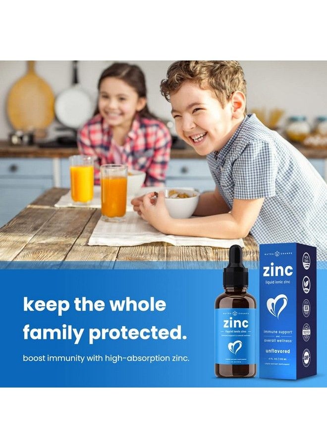 NutraChamps - Liquid Zinc For Kids & Adults ; Vegan Pure Ionic Zinc Drops Enhanced With Vitamin C ; Elemental Zinc Supplements For Immune Support ; Sugarfree Zinc Liquid 4 Oz - Image 1