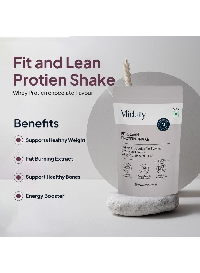Miduty Fit And Lean Protein Shake Low-Carb Protein Shake Sweetened with Xylitol & Stevia, Ashwagandha, Garcinia Cambogia, MCT Powder - 500 grams - Image 4