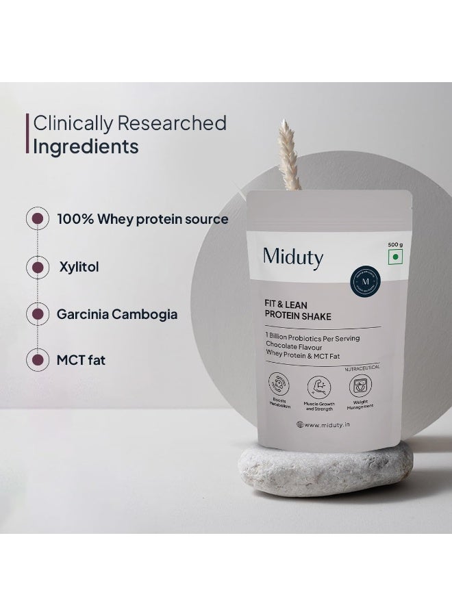 Miduty Fit And Lean Protein Shake Low-Carb Protein Shake Sweetened with Xylitol & Stevia, Ashwagandha, Garcinia Cambogia, MCT Powder - 500 grams - Image 3