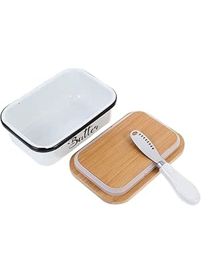 Retro Metal Butter Dish with Lid Airtight Container for Butter and Cheese Countertop Storage - Image 1