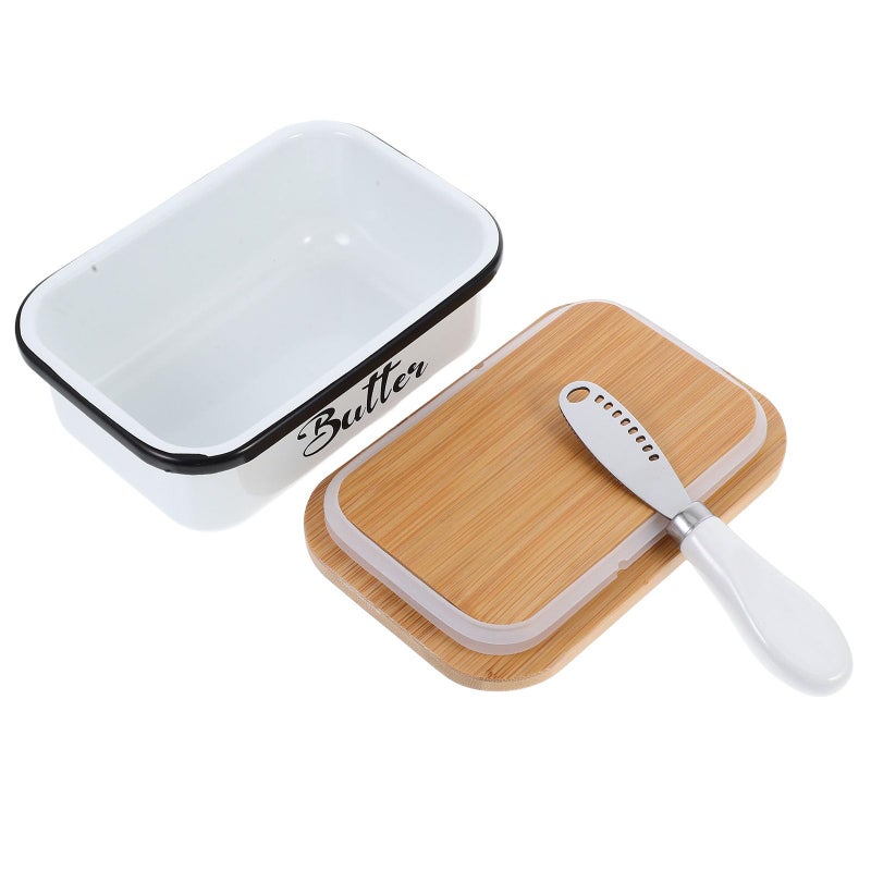 Retro Metal Butter Dish with Lid Airtight Container for Butter and Cheese Countertop Storage - Image 2