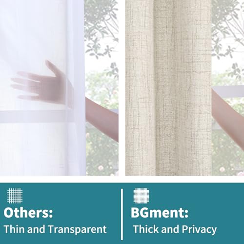 BGment Linen Curtains 63 Inch Length 2 Panels for Living Room - Semi Sheer Drapes Light Filtering Window Treatments with Rod Pocket Back Tab Lightweight for Bedroom, 52 X 63 Inch - Image 5
