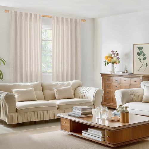 BGment Linen Curtains 63 Inch Length 2 Panels for Living Room - Semi Sheer Drapes Light Filtering Window Treatments with Rod Pocket Back Tab Lightweight for Bedroom, 52 X 63 Inch - Image 2
