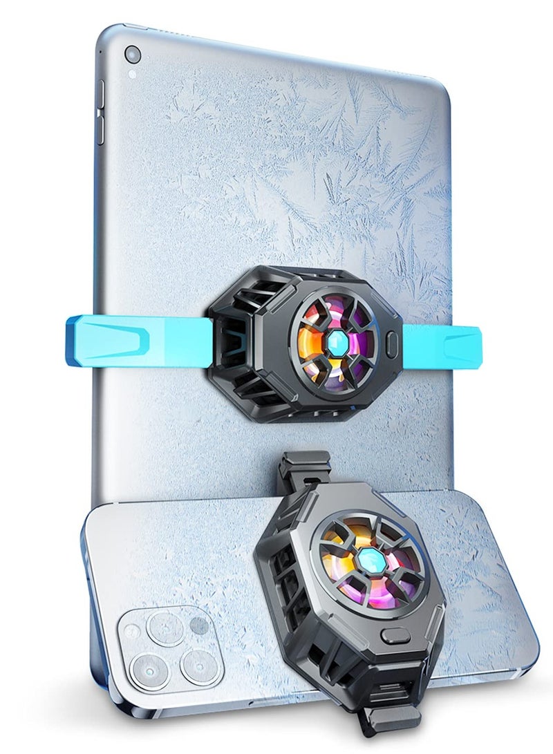 SOLARAE Semiconductor Cooler, Heat Sink with Colorful Lights and Back Clip, for Mobile Gaming, Live Streaming, Outdoor Vlog, Car Driving, for ipad/ Tablet/ Phone Gaming Cooling Case - Image 1