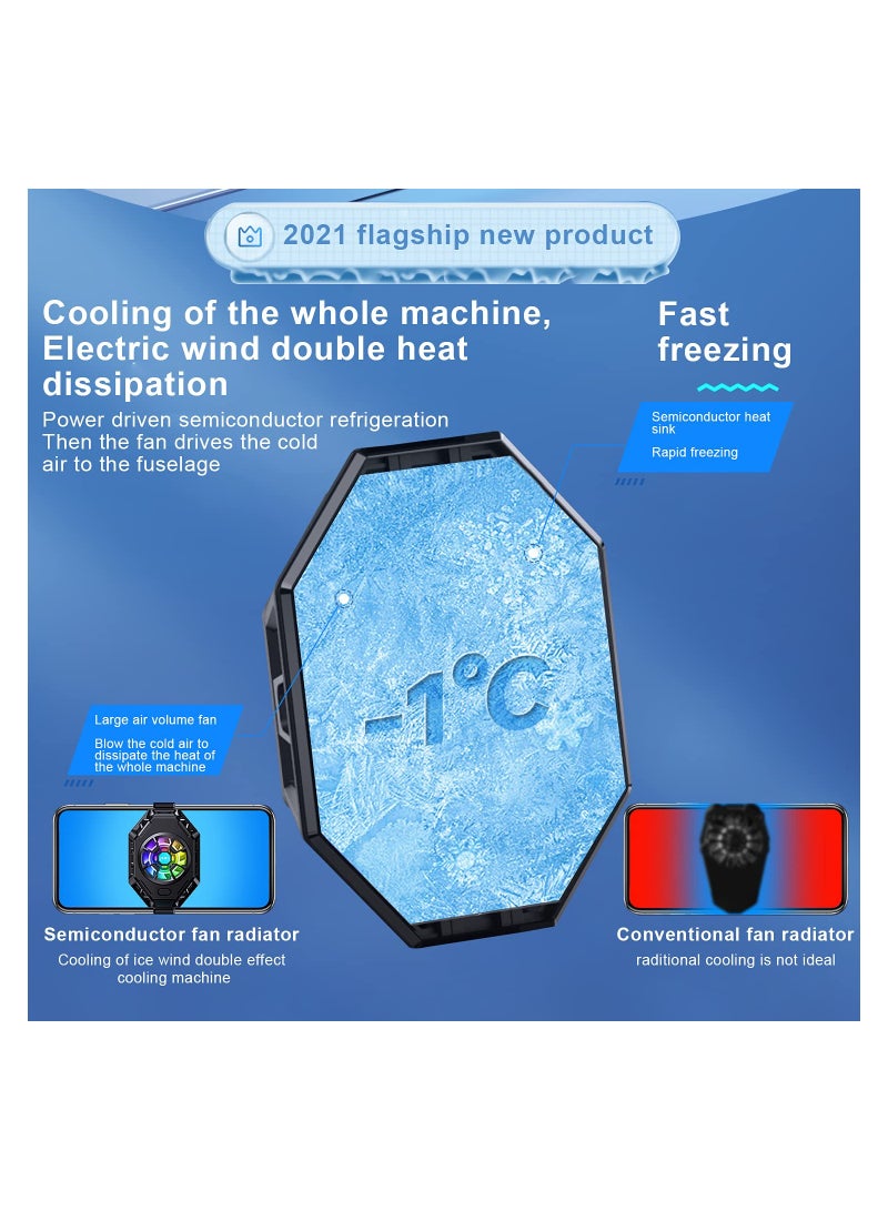 SOLARAE Semiconductor Cooler, Heat Sink with Colorful Lights and Back Clip, for Mobile Gaming, Live Streaming, Outdoor Vlog, Car Driving, for ipad/ Tablet/ Phone Gaming Cooling Case - Image 4